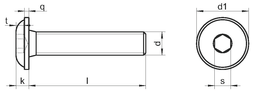 Винты ISO 7380-2 диаметром М2, М2,5, М3, М4, М5, М6, М8, М10, М12 с полукруглой головкой с фланцем и внутренним шестигранником, полная резьба, изготовлены из нержавеющей стали марки A2, A4